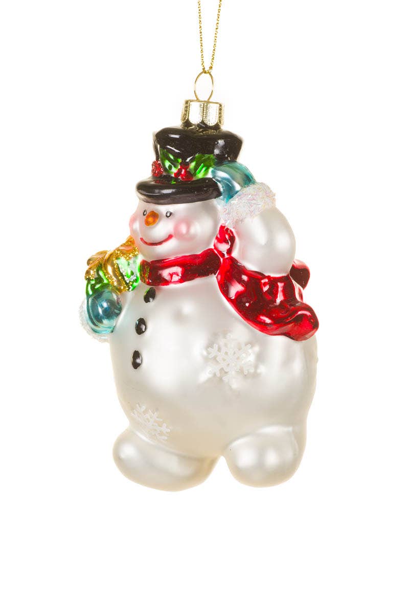 NEW-White Saluting Snowman Ornament