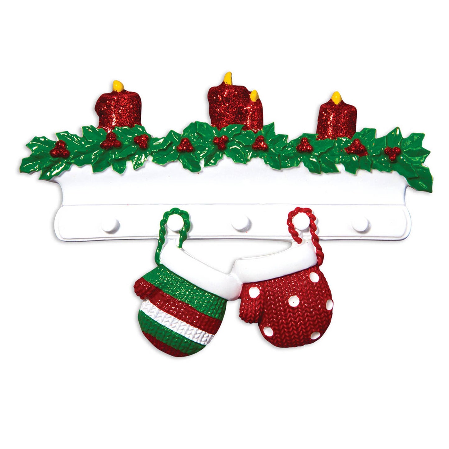 PolarX Ornaments - Red & Green Mitten Family Personalized Ornament: 10