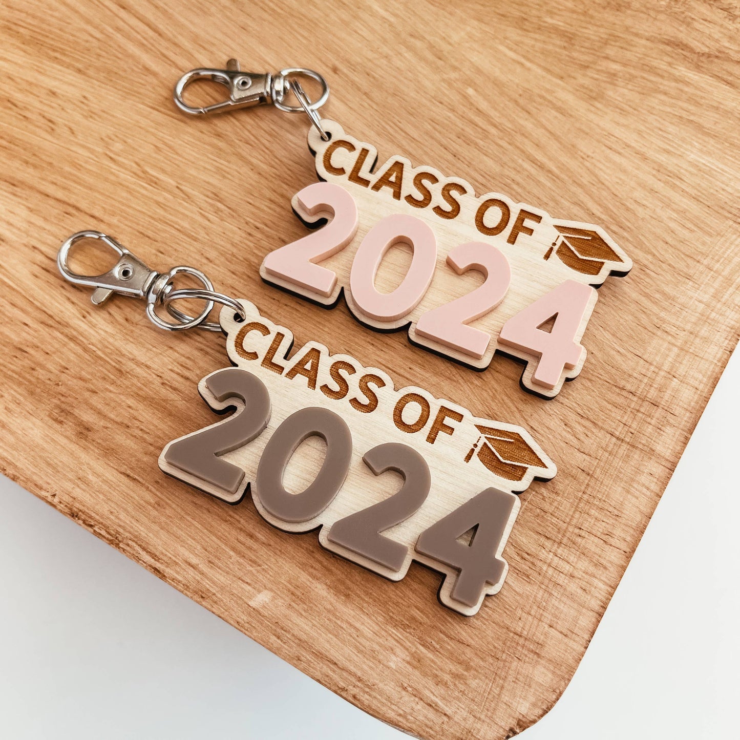 Knotty Design Co. - Class of 2024 Wood And Acrylic Keychain: Navy