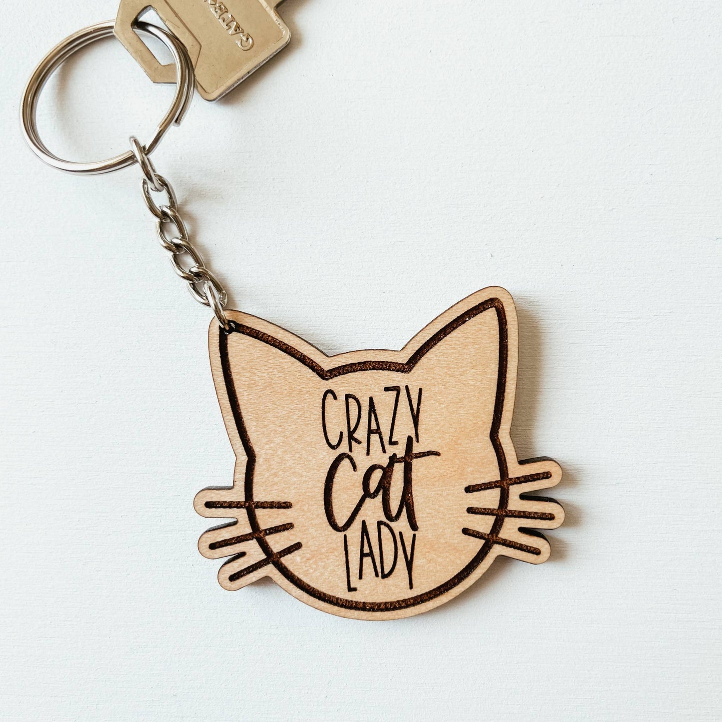 Knotty Design Co. - Crazy Cat Lady Wooden Keychain