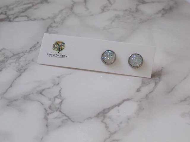 Crystal McMaster Jewellery Designer - Druzy Clear Stud Earrings
