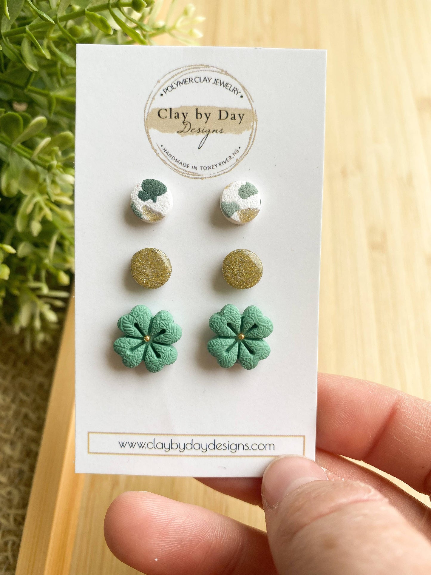 St Patrick’s Clover - Clay Stud Earrings