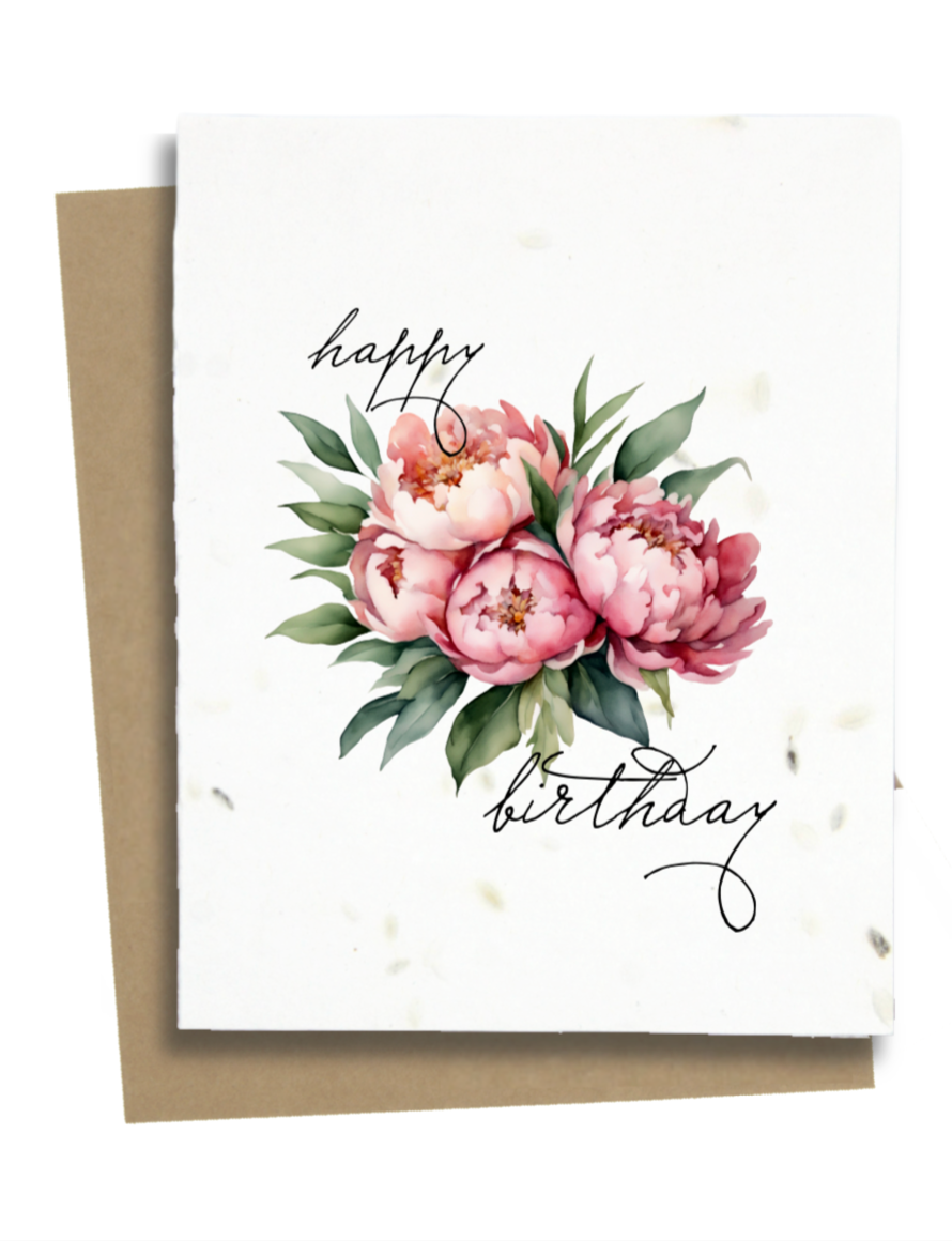 Greet n' Grow Plantable Cards - Peony Birthday Card: Wildflower