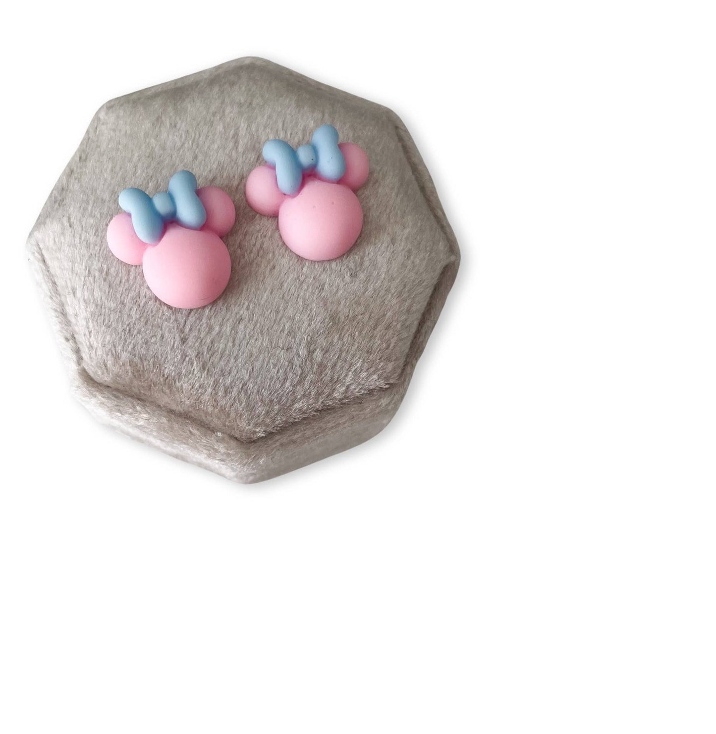 Mini Creations - Earrings - Pastel Pink Mouse, Post