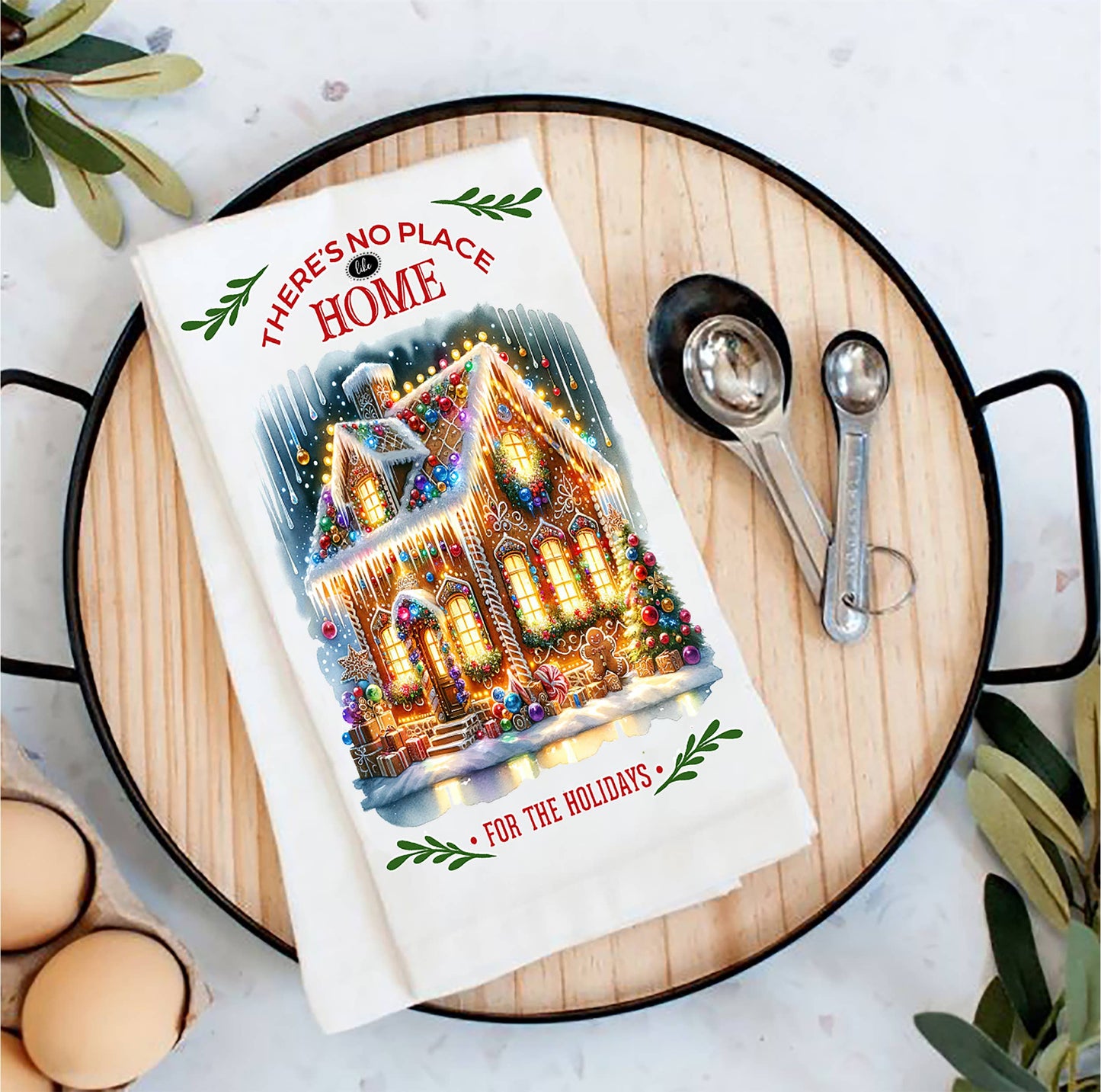 Christmas -No Place Like Home Gingerbread Tea Towel