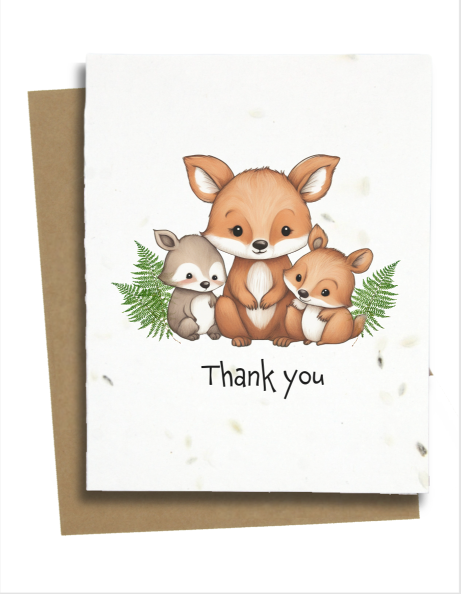 Greet n' Grow Plantable Cards - Woodland Animal Thank You: Wildflower