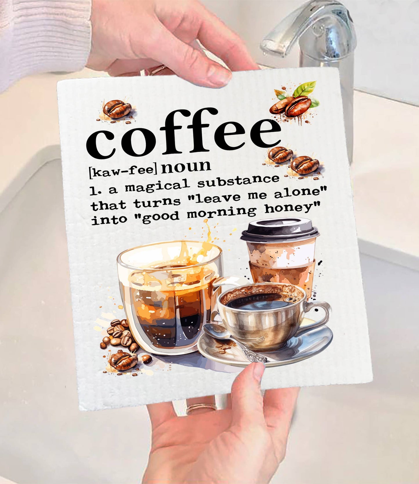 Avery Lane Gifts - Coffee Magical Substance Funny SWEDISH DISH CLOTH