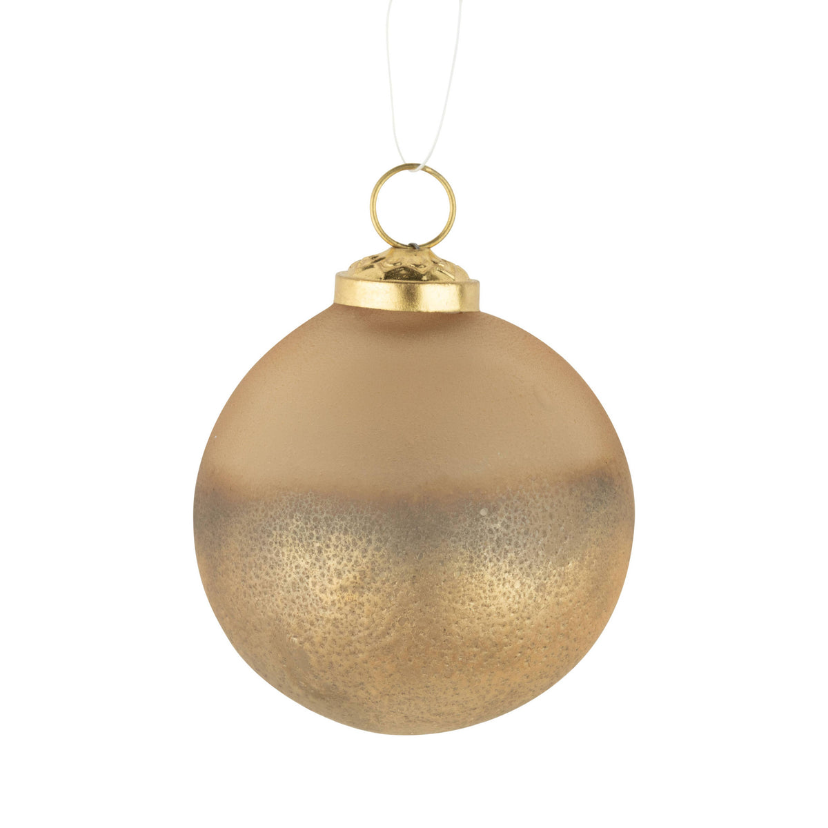 Silver Tree Home & Holiday - A98029:Glass ball orn,frosted gold w/ textured gold base