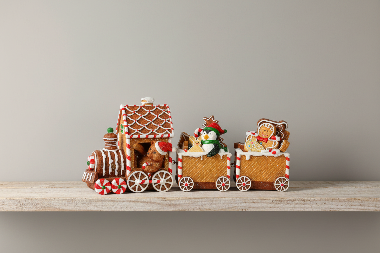 Set of 3, 12" Gingerbread Train