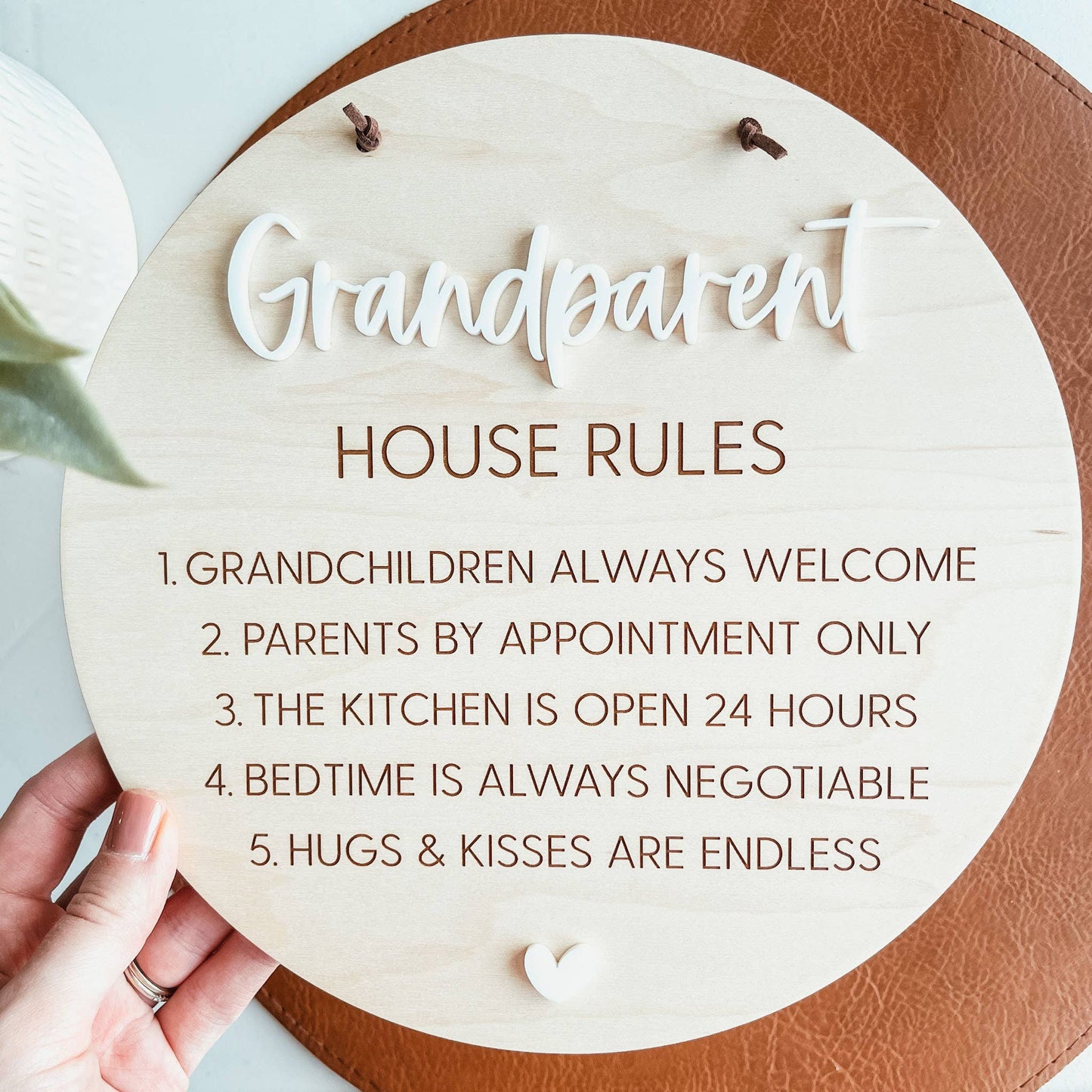 Knotty Design Co. - Grandparent House Rules Engraved Pennant Sign
