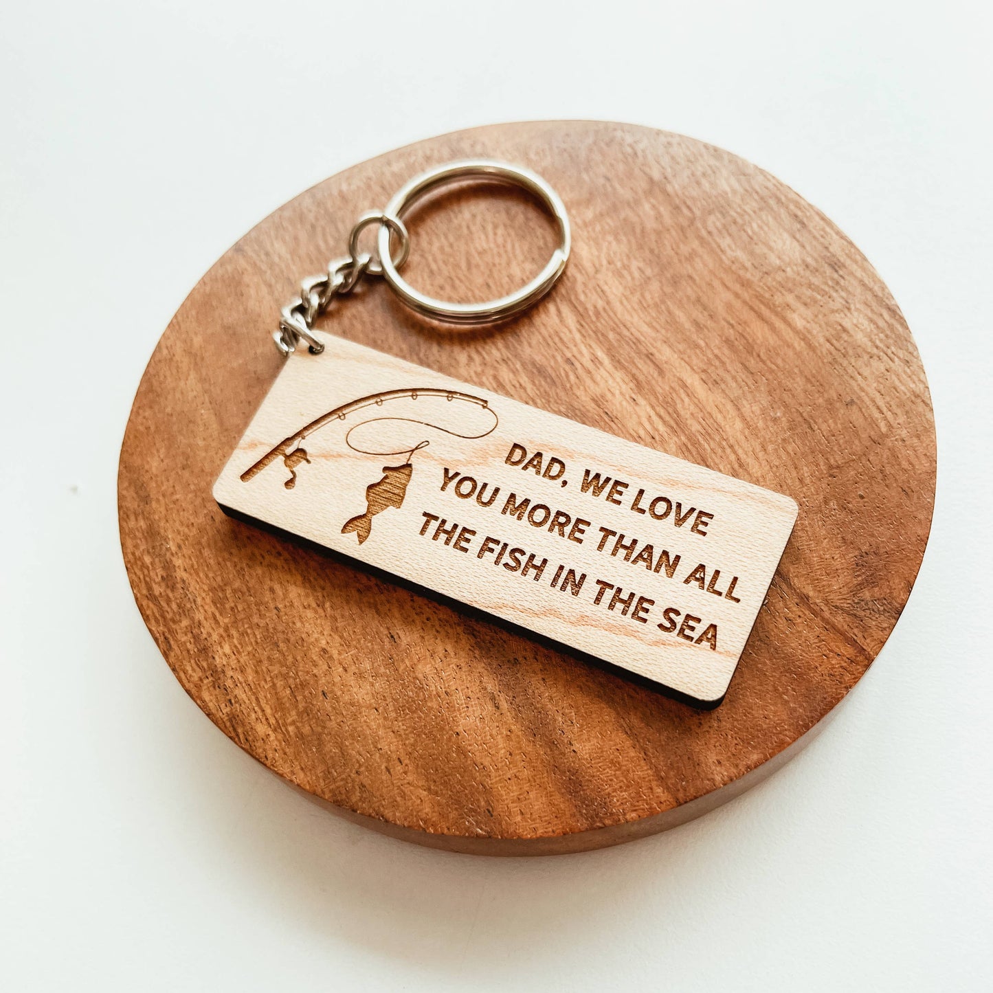 Knotty Design Co. - Fish In The Sea Dad Wooden Keychain