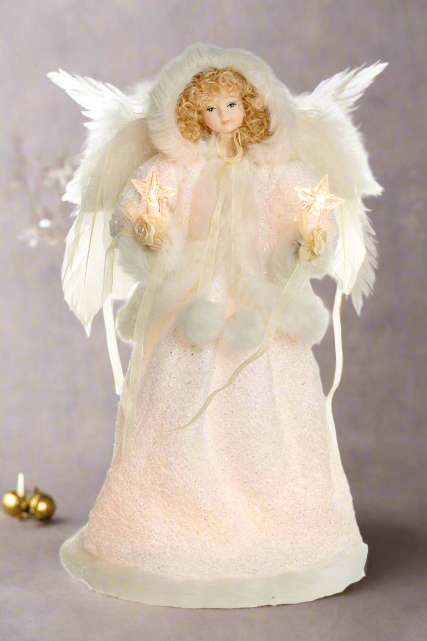 Starlight Collection - Ivory Hooded 10-Light Angel Tree topper