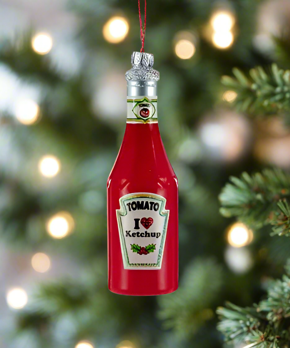 Glass Ketchup Christmas Ornament