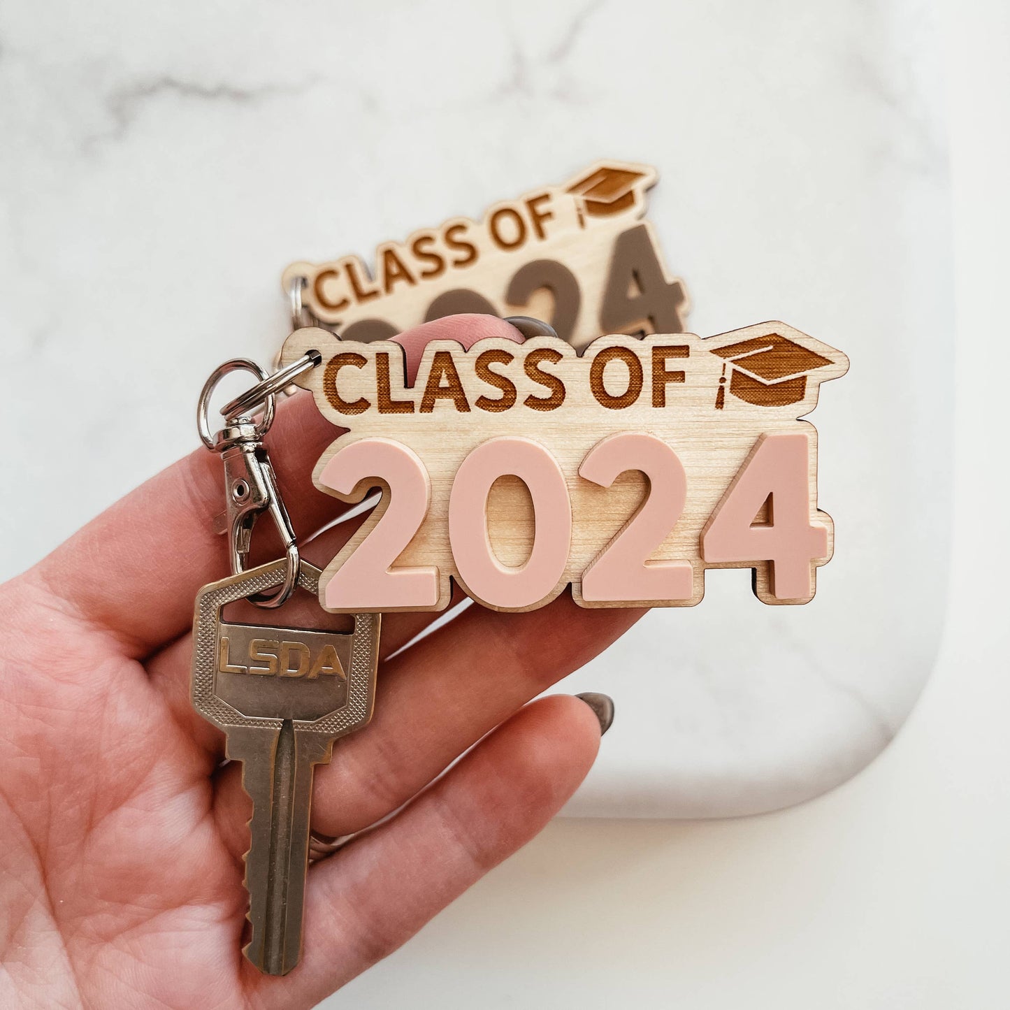Knotty Design Co. - Class of 2024 Wood And Acrylic Keychain: Navy