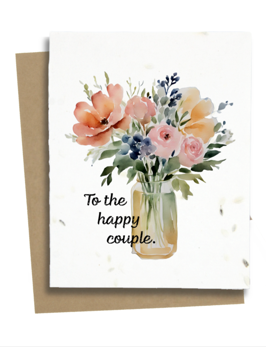 Greet n' Grow Plantable Cards - To The Happy Couple Wedding Card: Wildflower