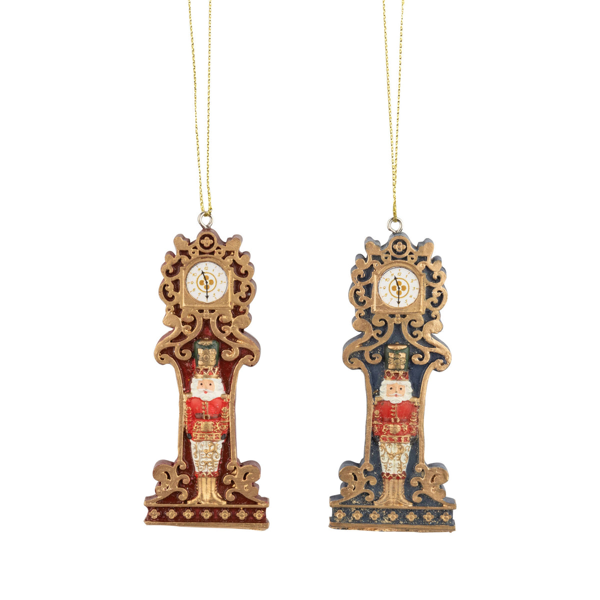 Silver Tree Home & Holiday - G79630:2 Asst'd resin gfather clock orns w/ncracker 3.5in