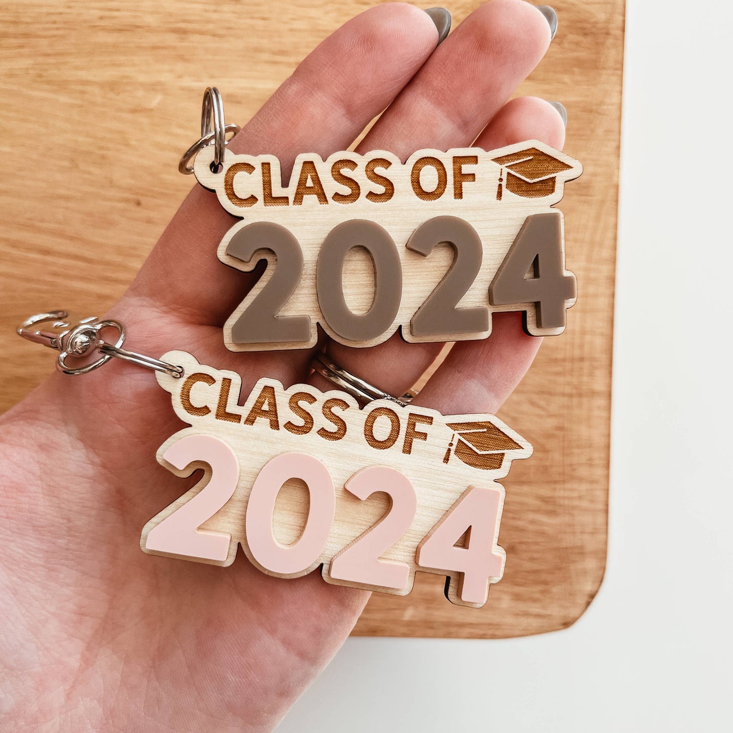Knotty Design Co. - Class of 2024 Wood And Acrylic Keychain: Navy
