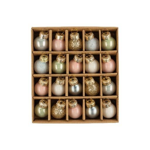 Silver Tree Home & Holiday - A33033:Set of 20 mini glass balls pnk/white/gold/slv 1 in