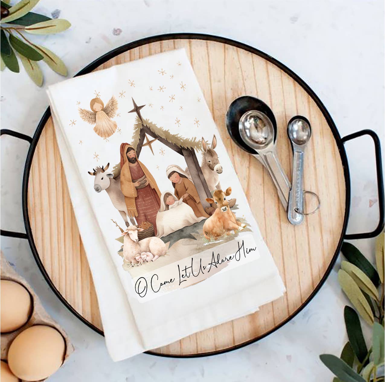Christmas Nativity Christ is Born Tea Towel by Avery Lane Gifts