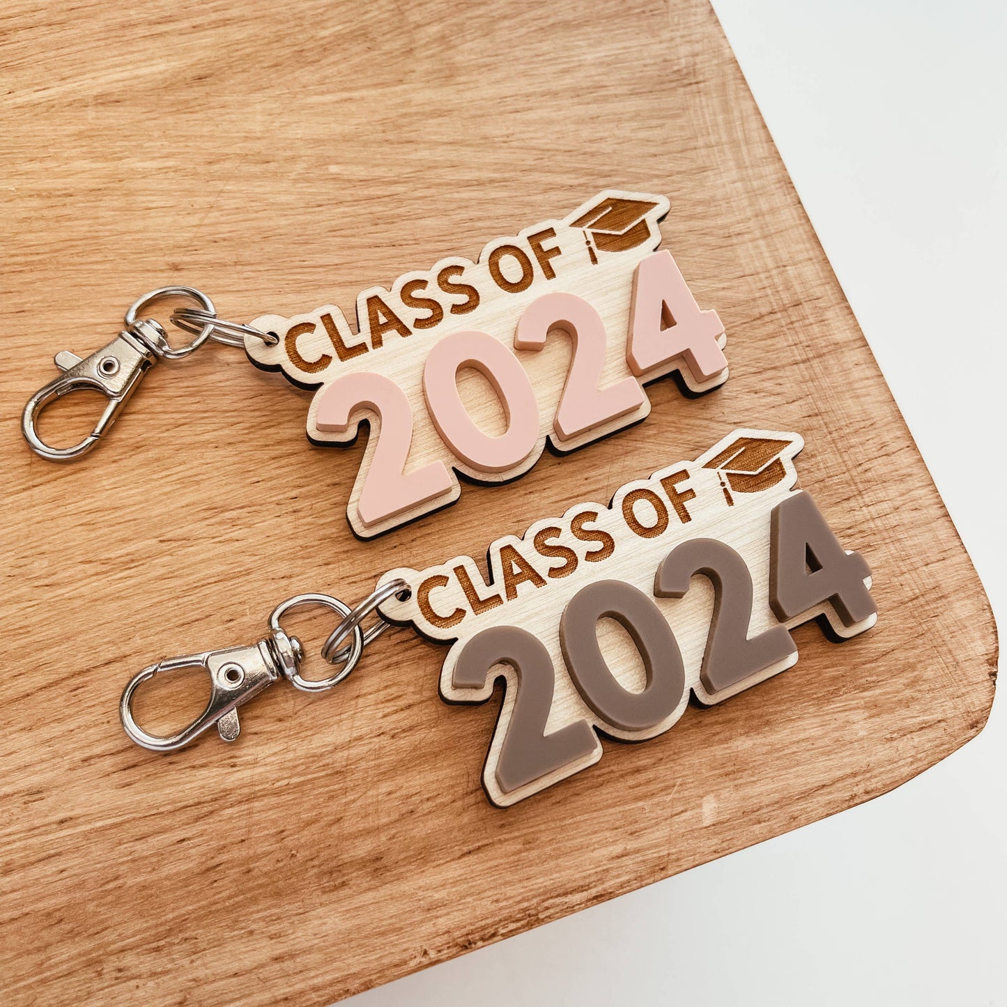 Knotty Design Co. - Class of 2024 Wood And Acrylic Keychain: Navy