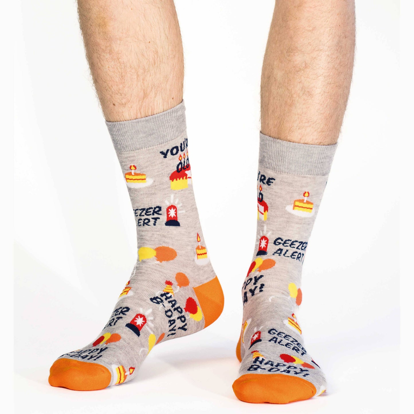 Men's Happy Birthday Geezer Socks: Shoe Size 7-12