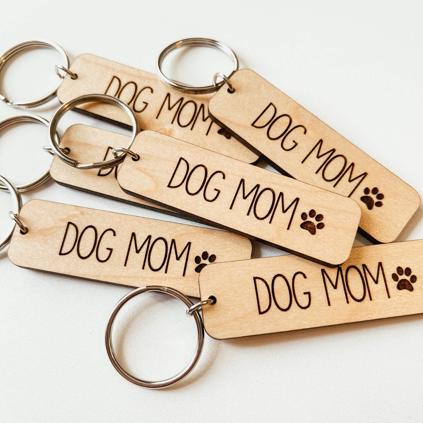 Knotty Design Co. - Dog Mom Wooden Keychain