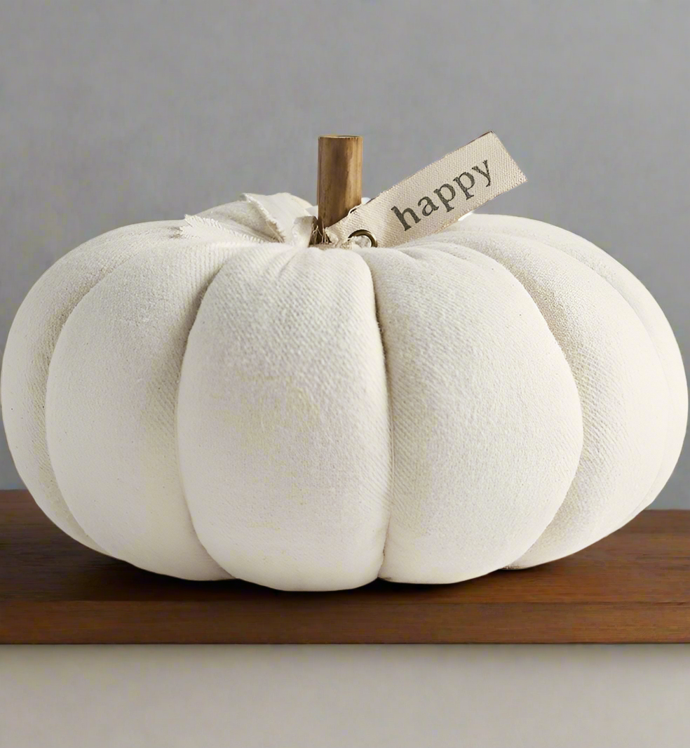 Medium Cream Pumpkin Sitter with Sentiment