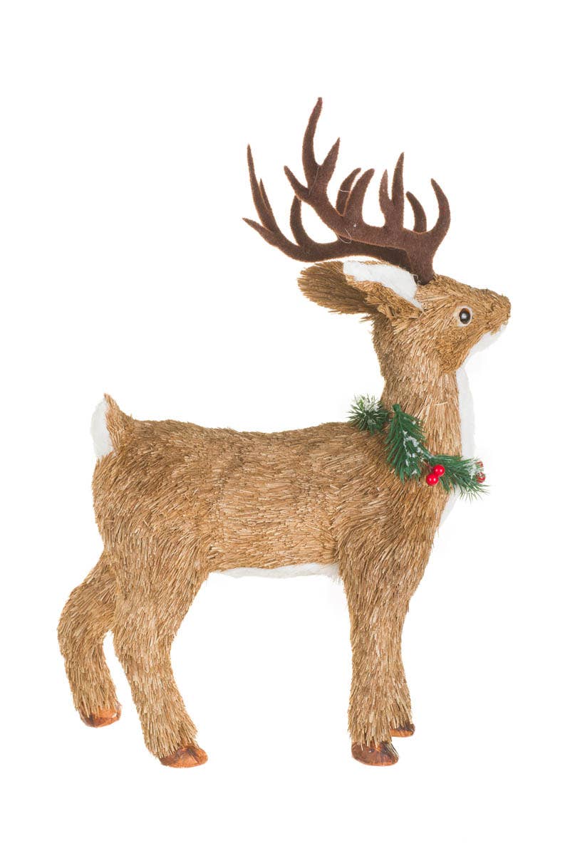 Starlight Collection - Brown Reindeer Figurine With Wreath Collar