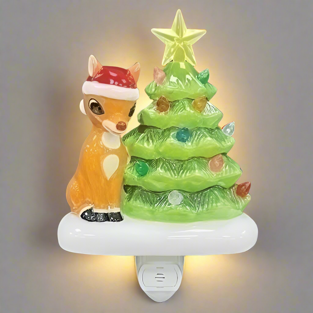 7 “ High Rudolph with Vintage Christmas Tree Nightlight