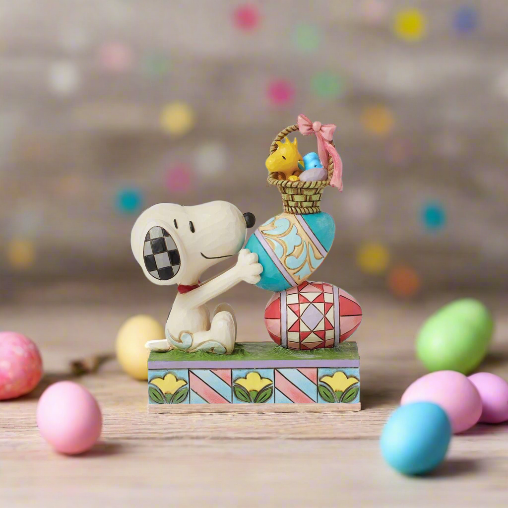 Snoopy & Woodstock Stacked Egg Figurine New 2024