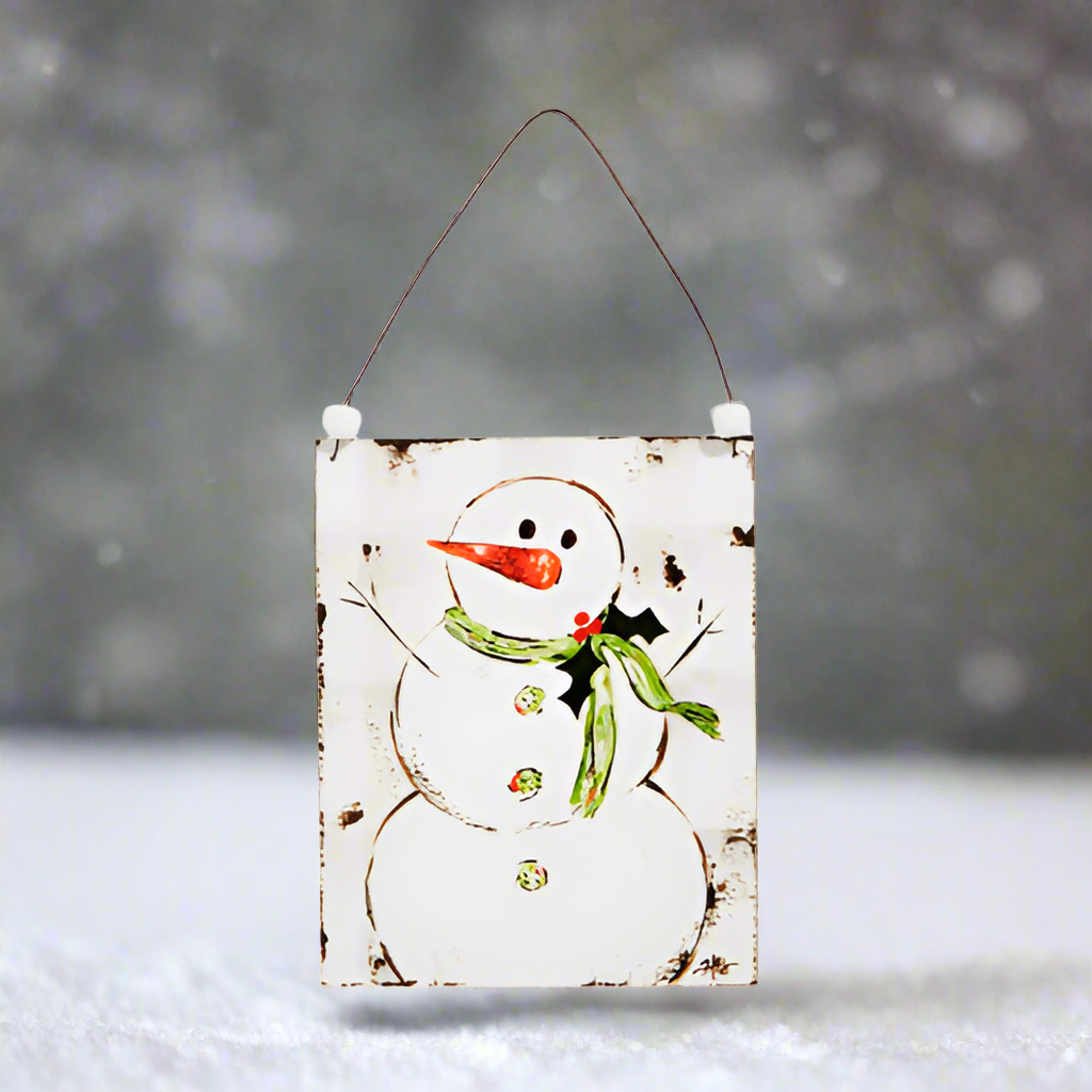 7 Inch Snowman Wooden Ornament