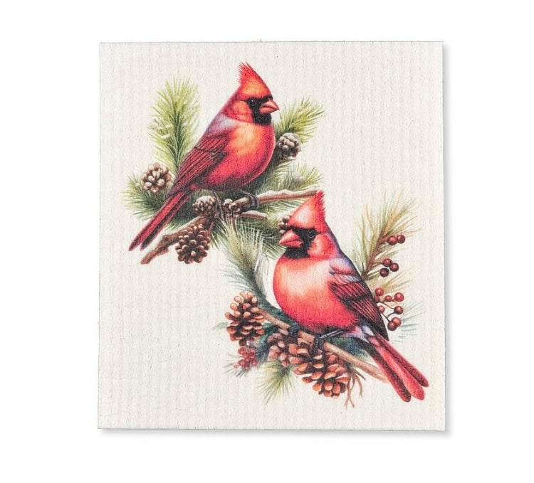Cardinals & Pine Cones Dishcloths