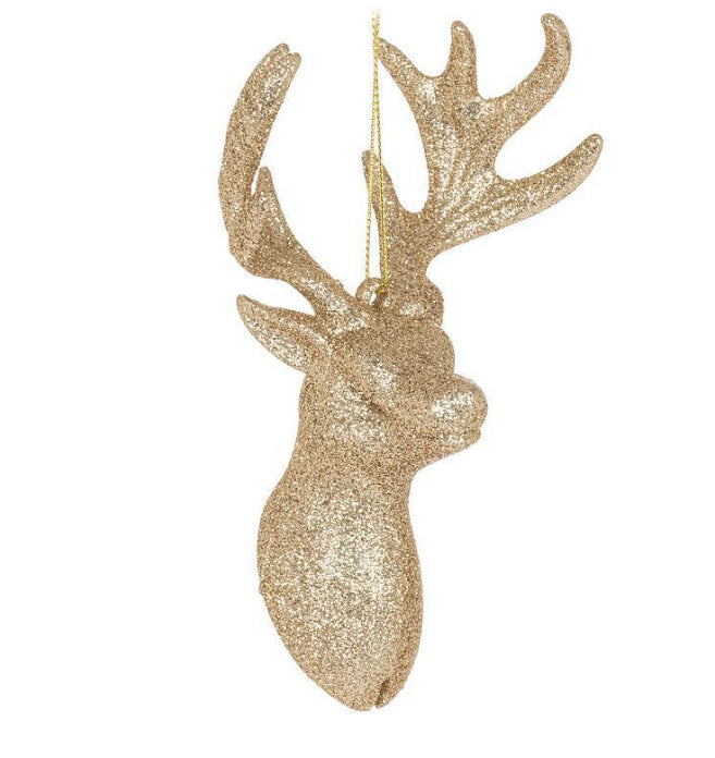 Glitter Reindeer Bust Ornament