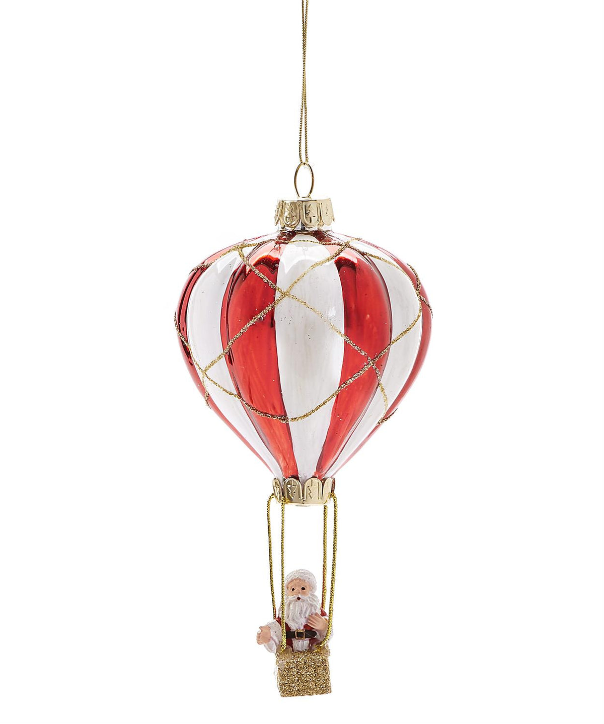 Hot Air Balloon & Santa Ornament, Glass