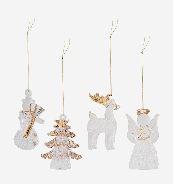 Glass Ornament Set, Set of 4