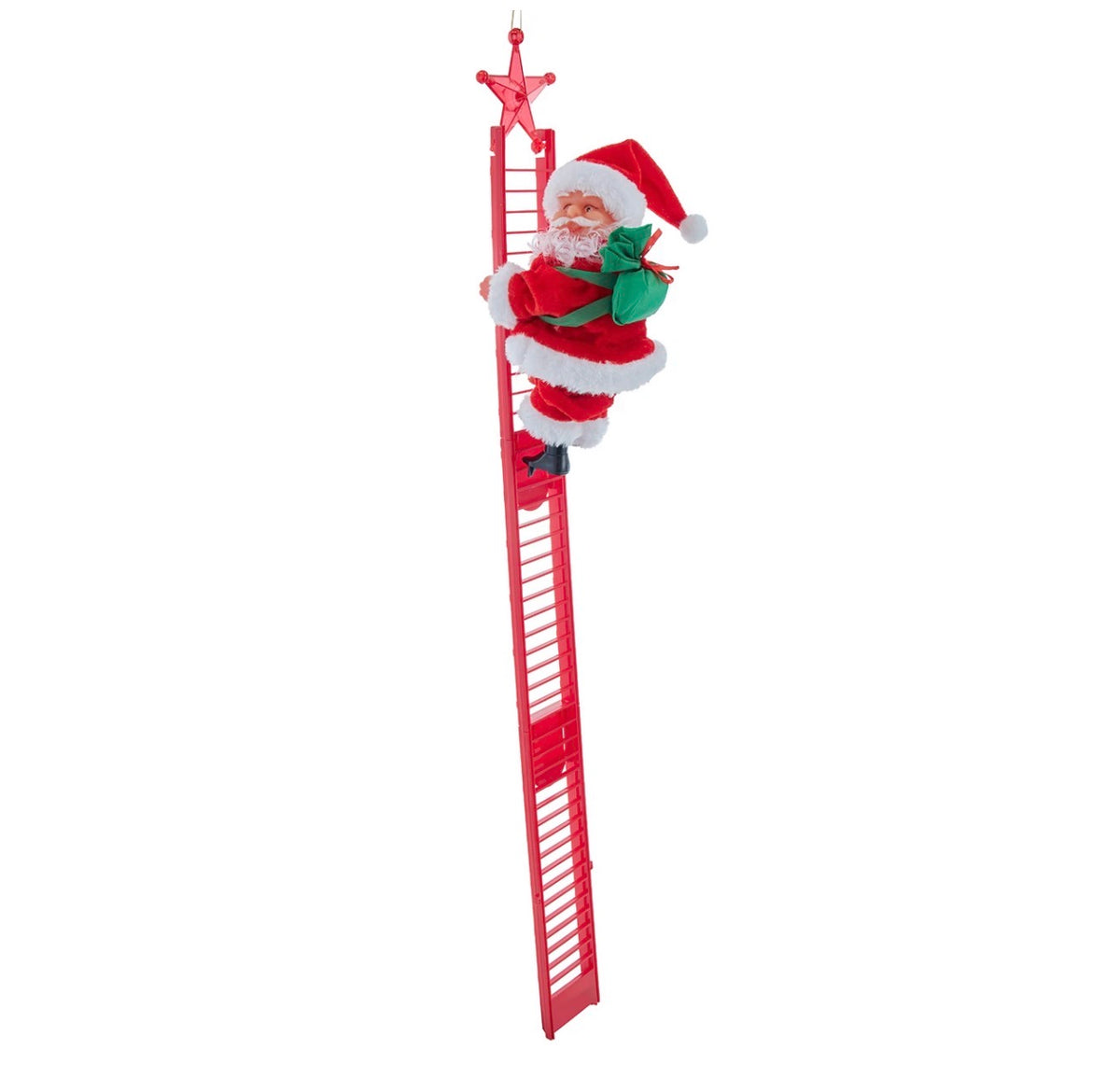 Battery Operated Santa Climbing Red Ladder
