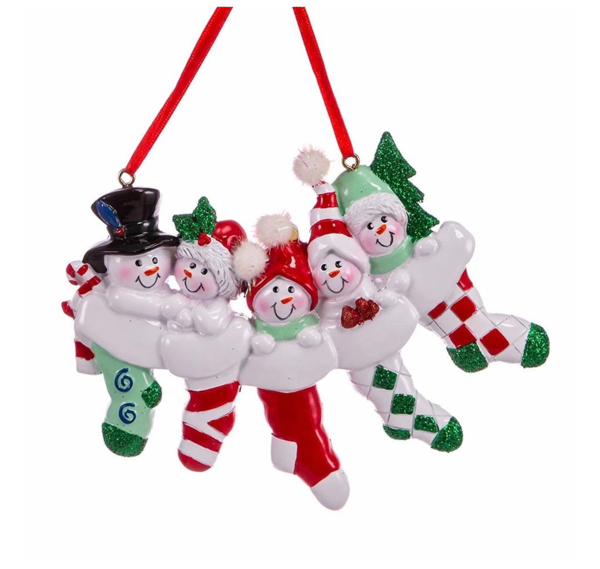 Snowman Stocking Family Of 5 Ornament For Personalization