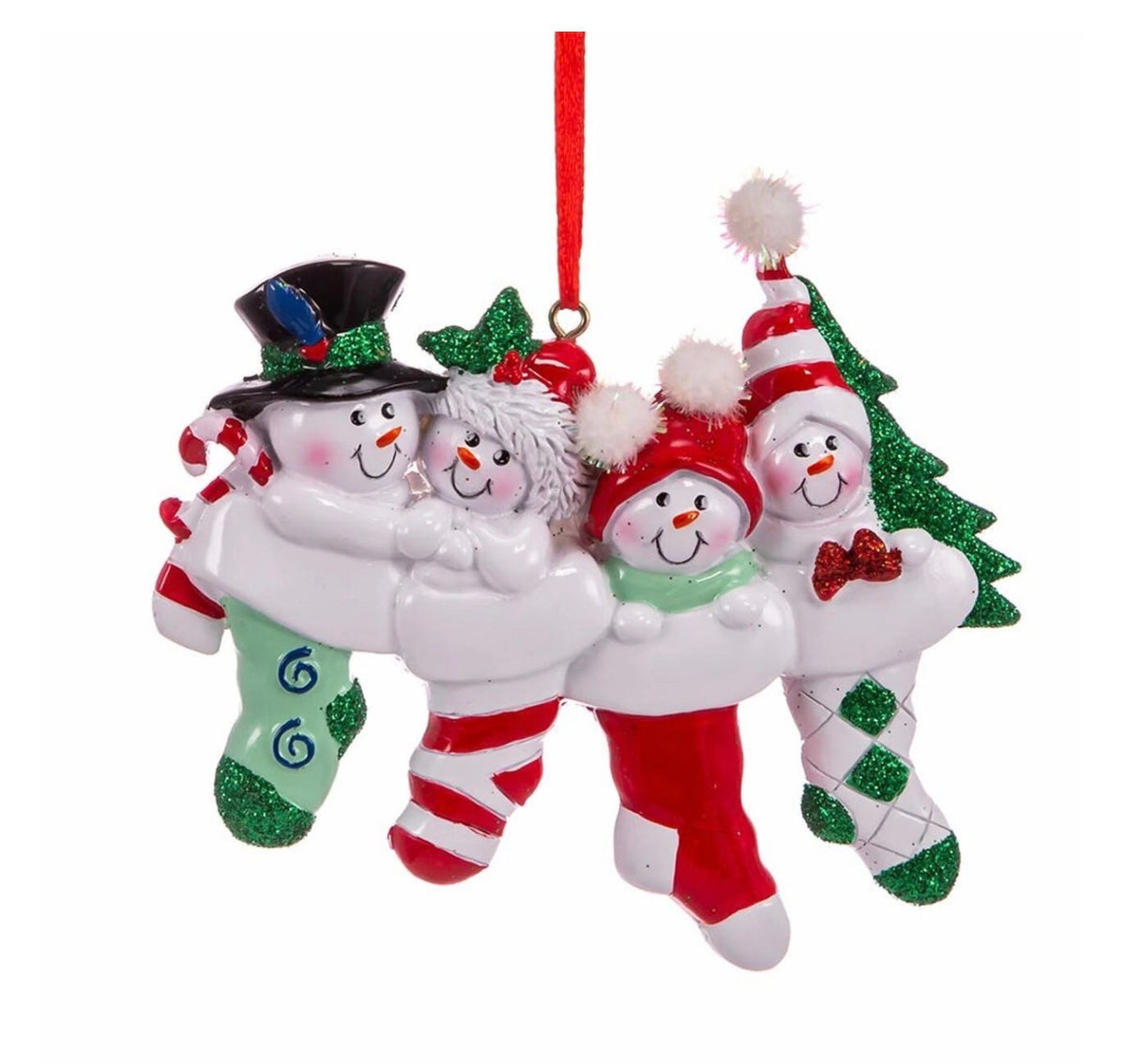Snowman Stocking Family Of 4 Ornament For Personalization