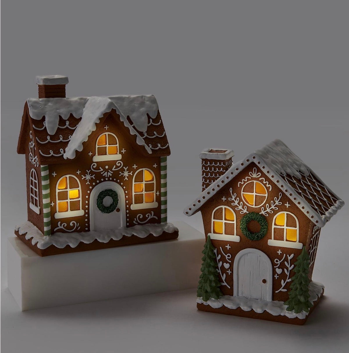 LED Brown & White Gingerbread House Table Decoration, 2 Styles (sold individually)