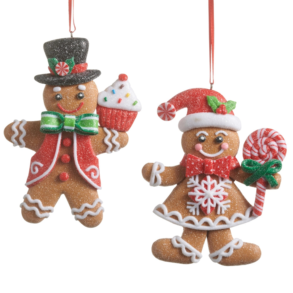 4.75" Sugared Gingerbread Ornament, 2 Styles (sold individually)
