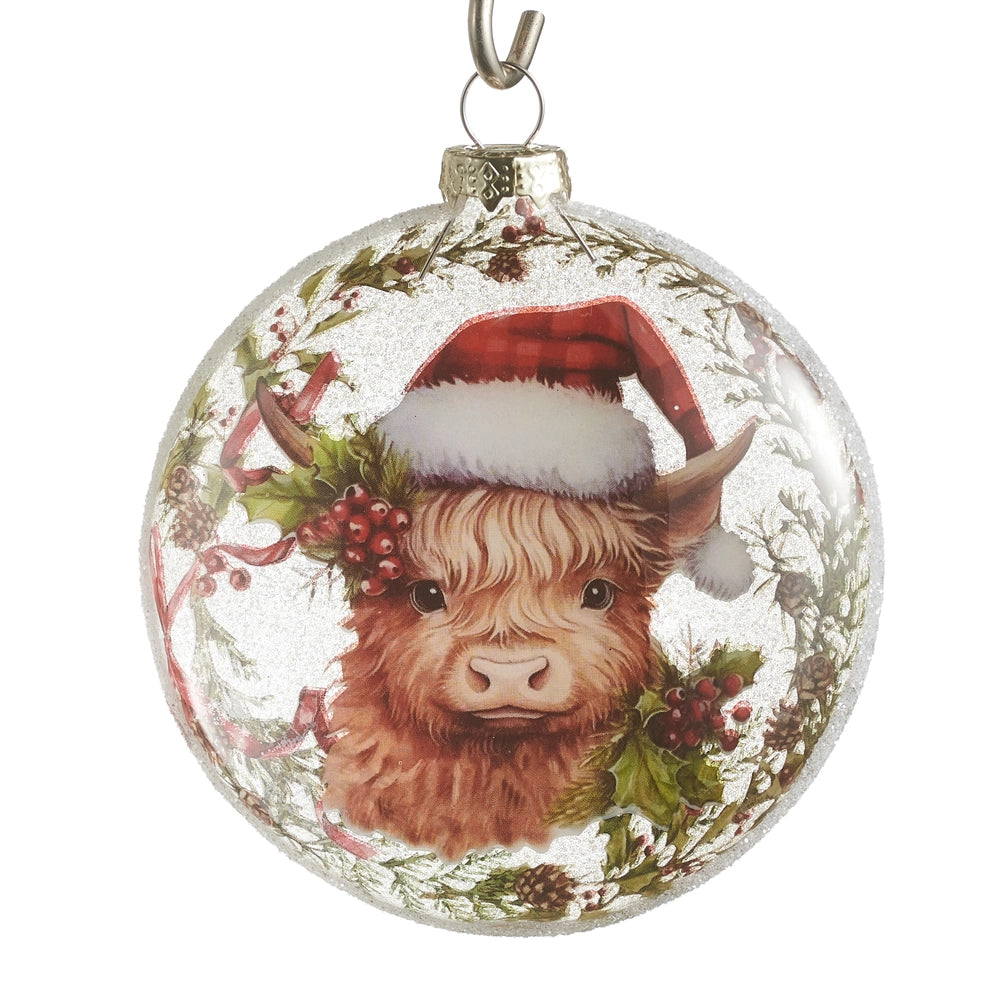 4" Highland Cow Disc Ornament