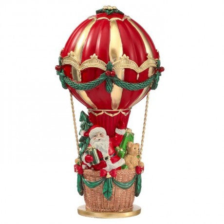 RESIN SANTA WITH HOT AIR BALLOON, 11 Inch