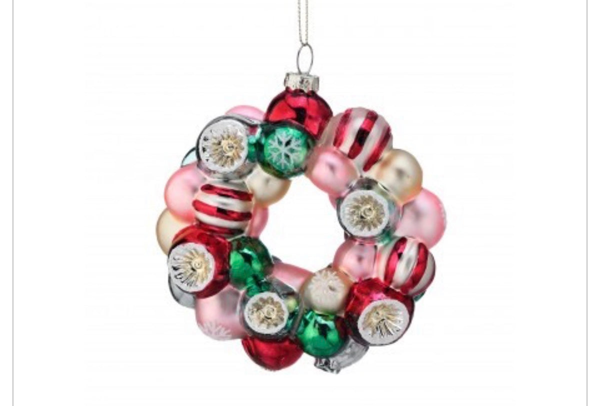 5.5" GLS REFLECTOR CANDY WREATH ORNAMENT