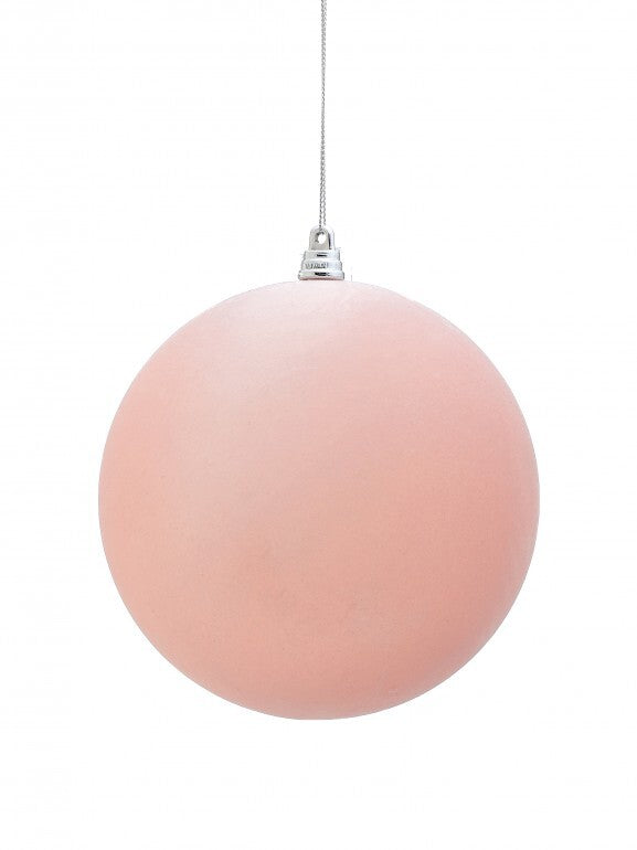 6" PINK FLOCKED BALL ORNAMENT
