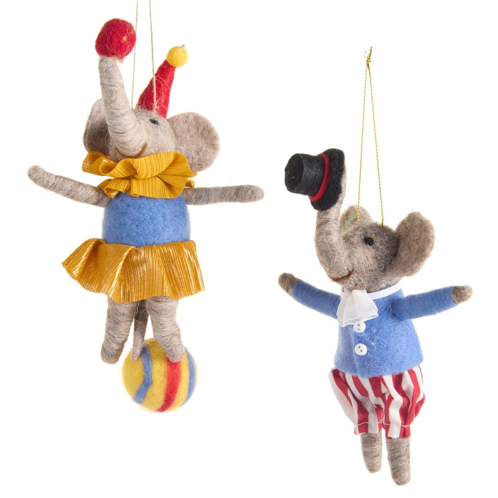 7" Circus Elephant Ornaments