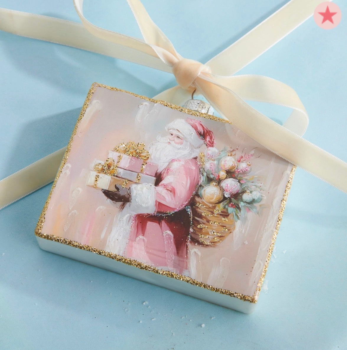 4" Twilight Tidings Santa Rectangle Ornament