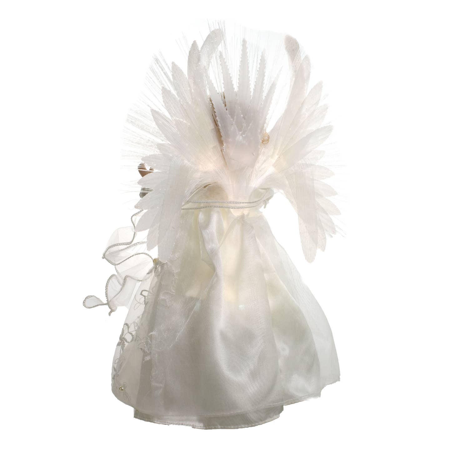 Ivory Fiber Optic Angel Tree Topper with Blonde Curly Hair
