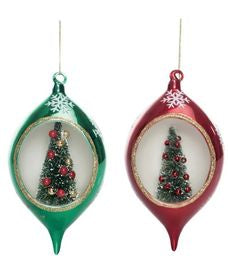 Glass Tinsel Tree Ornaments, 2 Assorted (sold individually)