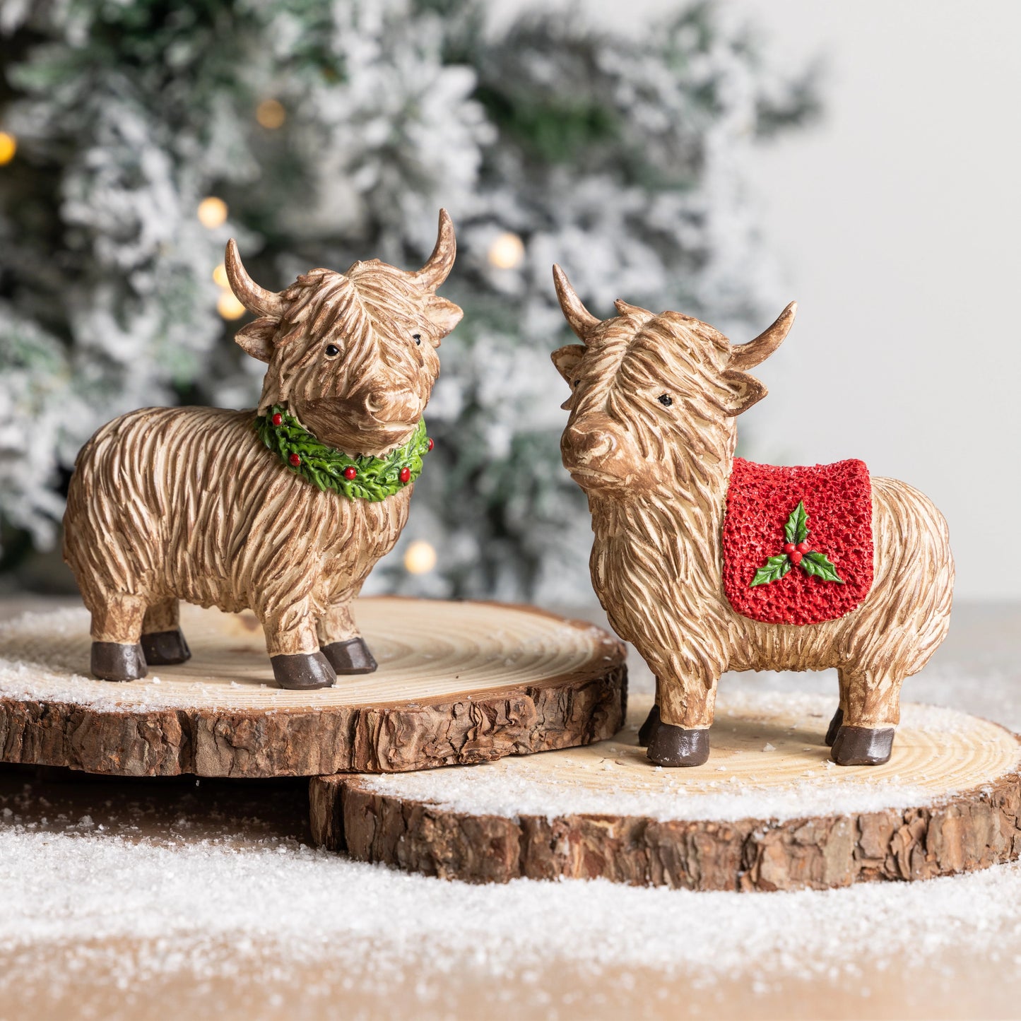 Celebrate the season with this festive addition from our Lodge collection. Crafted from resin, these cute highland cows are perfect for bringing warmth and charm to your holiday décor.
Key Features:
• Made from resin for durability and seasonal appeal.
• Perfectly sized at 4.75" L x 2.0" W x 4.75" H, making it a versatile décor piece.
• Part of our exclusive Lodge collection, offering timeless holiday charm.