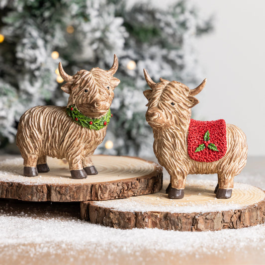 Celebrate the season with this festive addition from our Lodge collection. Crafted from resin, these cute highland cows are perfect for bringing warmth and charm to your holiday décor.
Key Features:
• Made from resin for durability and seasonal appeal.
• Perfectly sized at 4.75" L x 2.0" W x 4.75" H, making it a versatile décor piece.
• Part of our exclusive Lodge collection, offering timeless holiday charm.